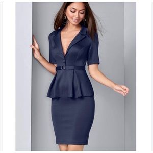 Venus Navy Blue Belted Dress